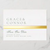 QR Code Moss Green Stripe Foto slaat de datum op Folie Uitnodiging (Voorkant)