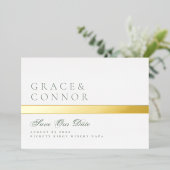 QR Code Moss Green Stripe Foto slaat de datum op Folie Uitnodiging (Staand Voorkant)