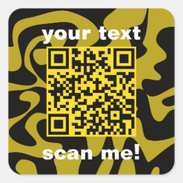 QR Code Mosterd Goud Geel Zwart Helder Modern Vierkante Sticker