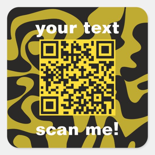 QR Code Mosterd Goud Geel Zwart Helder Modern Vierkante Sticker (Voorkant)