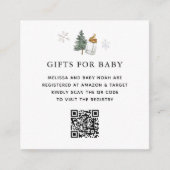 QR Code Mountain Winter Baby shower Gift Registry Informatiekaartje (Voorkant)