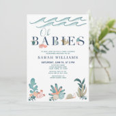 QR Code Multiples Onder het Zee Oh Babies Shower Kaart (Staand voorkant)