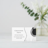 QR-code Musical Black White Guitar Lessons Visitekaartje (Staand voorkant)