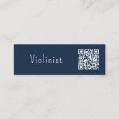 QR-code Muziek minimalistisch violinisblauw Mini Visitekaartje (Voorkant)