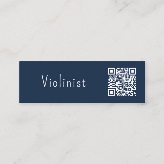 QR-code Muziek minimalistisch violinisblauw Mini Visitekaartje (Voorkant)