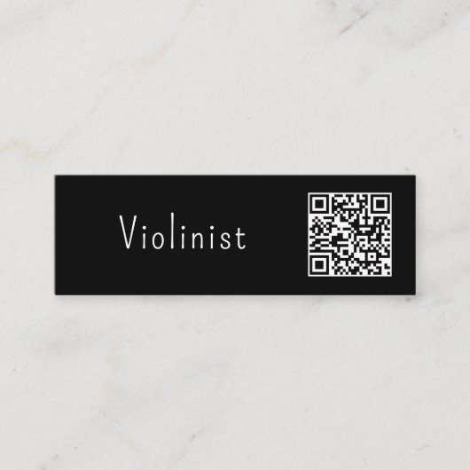 QR-code Muziek minimalistisch Violinist Black Whit Mini Visitekaartje (Voorkant)