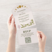 QR Code  Mystieke Botanische Bruiloft All In One Uitnodiging (Afscheurbaar)