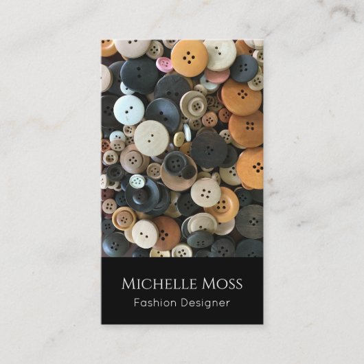 QR code Naaien Mode Designer Buttonnen Zwart Visitekaartje (Voorkant)