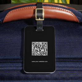 QR-code, naam en info, zwart en wit, elegant Bagagelabel