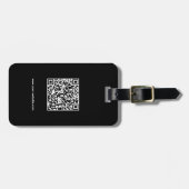QR-code, naam en info, zwart en wit, elegant Bagagelabel (Voorkant horizontaal)