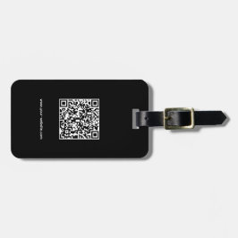 QR-code, naam en info, zwart en wit, elegant Bagagelabel