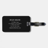 QR-code, naam en info, zwart en wit, elegant Bagagelabel (Achterkant horizontaal)