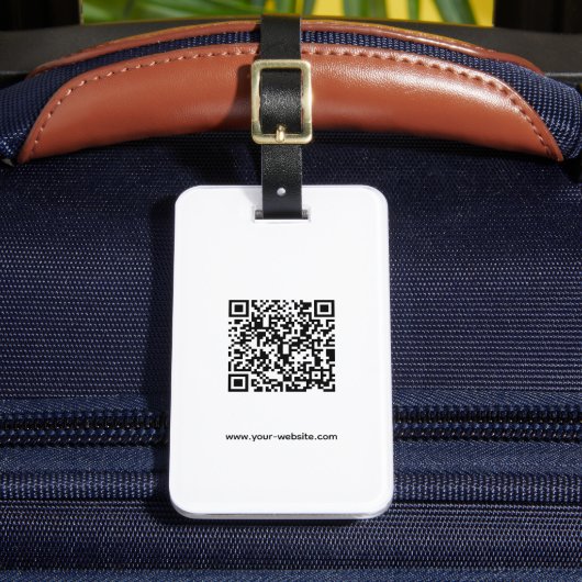 QR-code, naam en info, zwart en wit vs 3, elegant Bagagelabel (Voorkant Insitu 2)