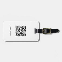 QR-code, naam en info, zwart en wit vs 3, elegant Bagagelabel