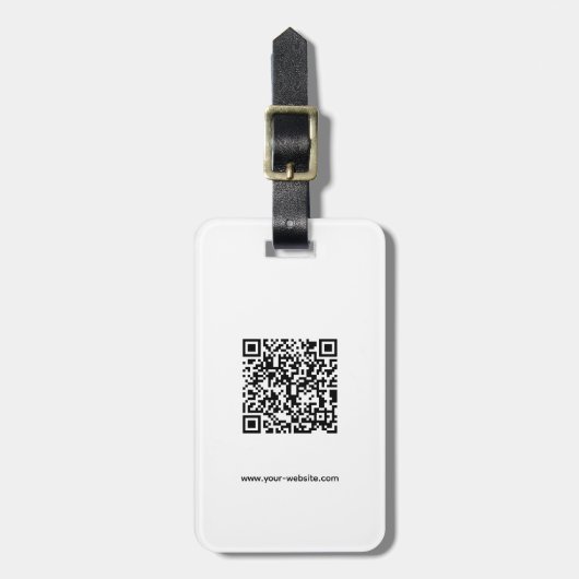 QR-code, naam en info, zwart en wit vs 3, elegant Bagagelabel (Voorkant verticaal)