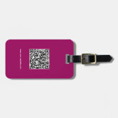 QR Code, Naam & Info, Maroon & Wit, Elegant Bagagelabel (Voorkant horizontaal)