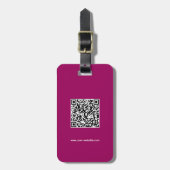 QR Code, Naam & Info, Maroon & Wit, Elegant Bagagelabel (Voorkant verticaal)