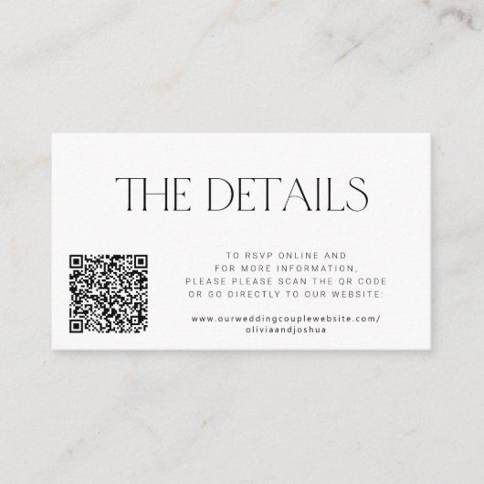 QR-code naar website gast bruiloft details Informatiekaartje (Voorkant)