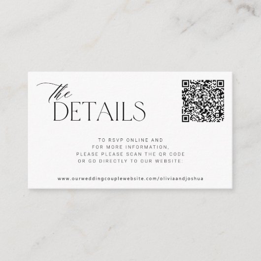 QR-code naar website moderne trouwdetails Informatiekaartje (Voorkant)