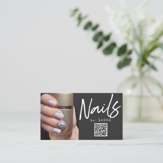 QR-code nagels foto-visitekaartjes Visitekaartje (Staand voorkant)