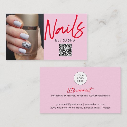 QR-code nagels foto-visitekaartjes Visitekaartje (Voorkant / Achterkant)