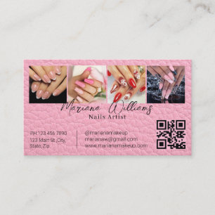 qr code nagels kunstenaar 4 foto's collage roze le visitekaartje