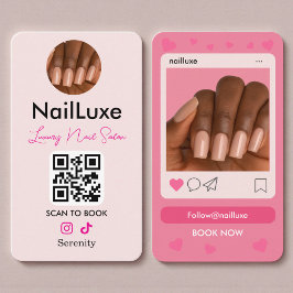 QR Code Nagelstylist Blush Roze Foto Visitekaartje