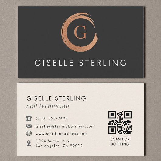QR Code Nagelstylist Modern Minimalistisch Visitekaartje