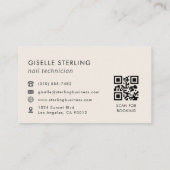 QR Code Nagelstylist Modern Minimalistisch Visitekaartje (Achterkant)