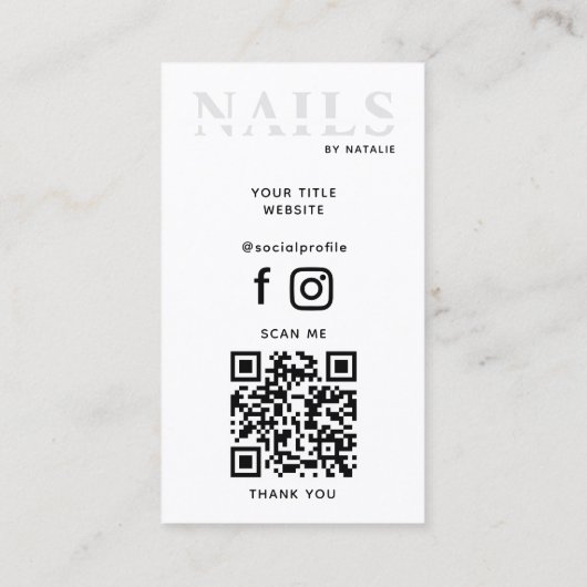 QR Code Nail Salon Nail Technician Branding Cool Visitekaartje (Achterkant)