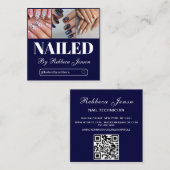 QR Code Nail Specialist Artiest Moderne Typografie Vierkante Visitekaartje (Voorkant / Achterkant)