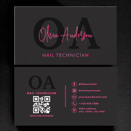 QR Code Nail Specialist Artiest Moderne Typografie Visitekaartje