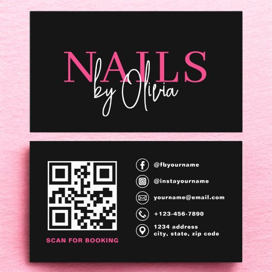 QR Code Nail Specialist Artiest Moderne Typografie Visitekaartje