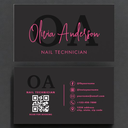 QR Code Nail Specialist Artiest Moderne Typografie Visitekaartje