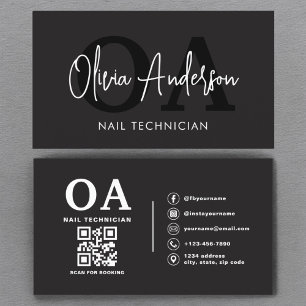 QR Code Nail Specialist Artiest Moderne Typografie Visitekaartje