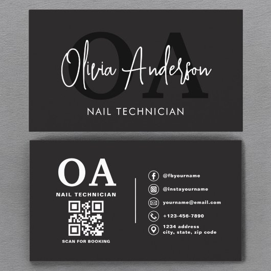QR Code Nail Specialist Artiest Moderne Typografie Visitekaartje