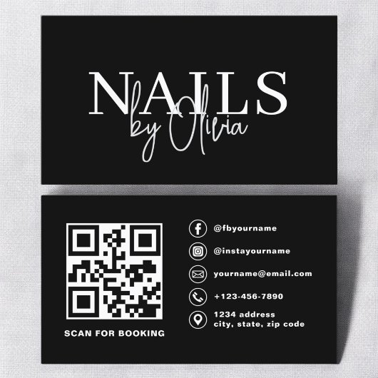 QR Code Nail Specialist Artiest Moderne Typografie Visitekaartje