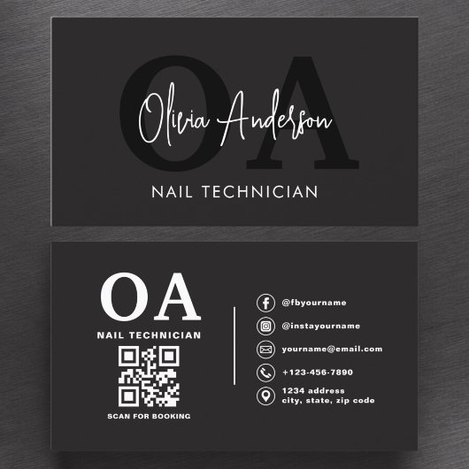 QR Code Nail Specialist Artiest Moderne Typografie Visitekaartje
