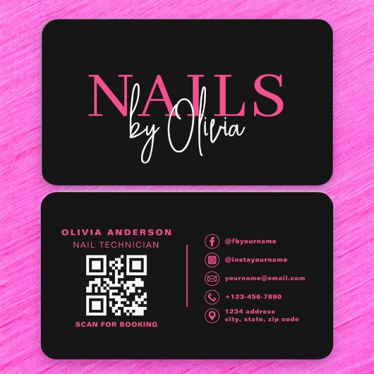 QR Code Nail Specialist Artiest Moderne Typografie Visitekaartje