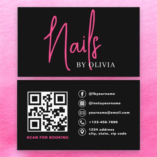 QR Code Nail Specialist Artiest Moderne Typografie Visitekaartje