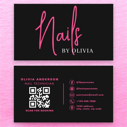 QR Code Nail Specialist Artiest Moderne Typografie Visitekaartje