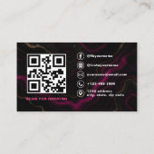 QR Code Nail Specialist Artiest Roze Zwarte Agaat Visitekaartje (Achterkant)