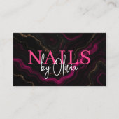 QR Code Nail Specialist Artiest Zwart Hot Pink Visitekaartje (Voorkant)