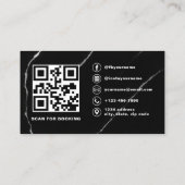QR Code Nail Specialist Artiest Zwart Zilver Marme Visitekaartje (Achterkant)