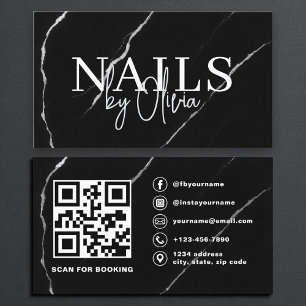 QR Code Nail Specialist Artiest Zwart Zilver Marme Visitekaartje