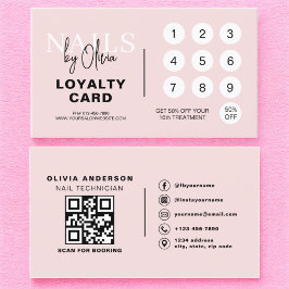 QR Code Nail Specialist Blush Pink Loyalty Kaart Visitekaartje