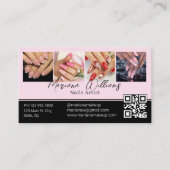 QR Code Nails Artiest 4 Foto's Collage Roze Blak Visitekaartje (Voorkant)