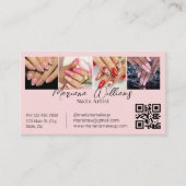 QR Code Nails Artiest 4 Foto's Collage Roze Visitekaartje (Voorkant)