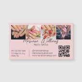 QR Code Nails Artiest 4 Foto's Roze Zakelijke magn (Voorkant)