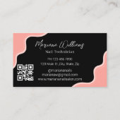 QR Code Nails Artiest Tech Zwart Roze Stijlvol Visitekaartje (Achterkant)